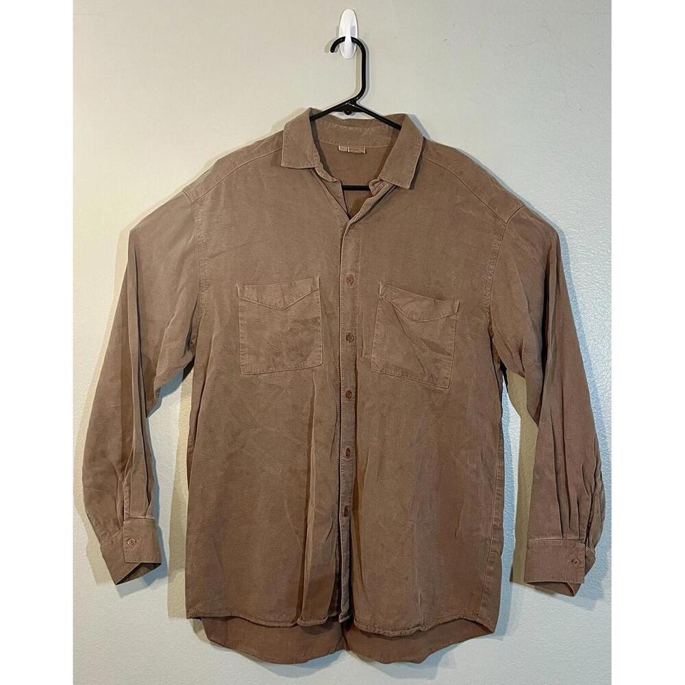 Tianello Shirt Mens Small Brown Long Sleeve Button Down MADE IN USA